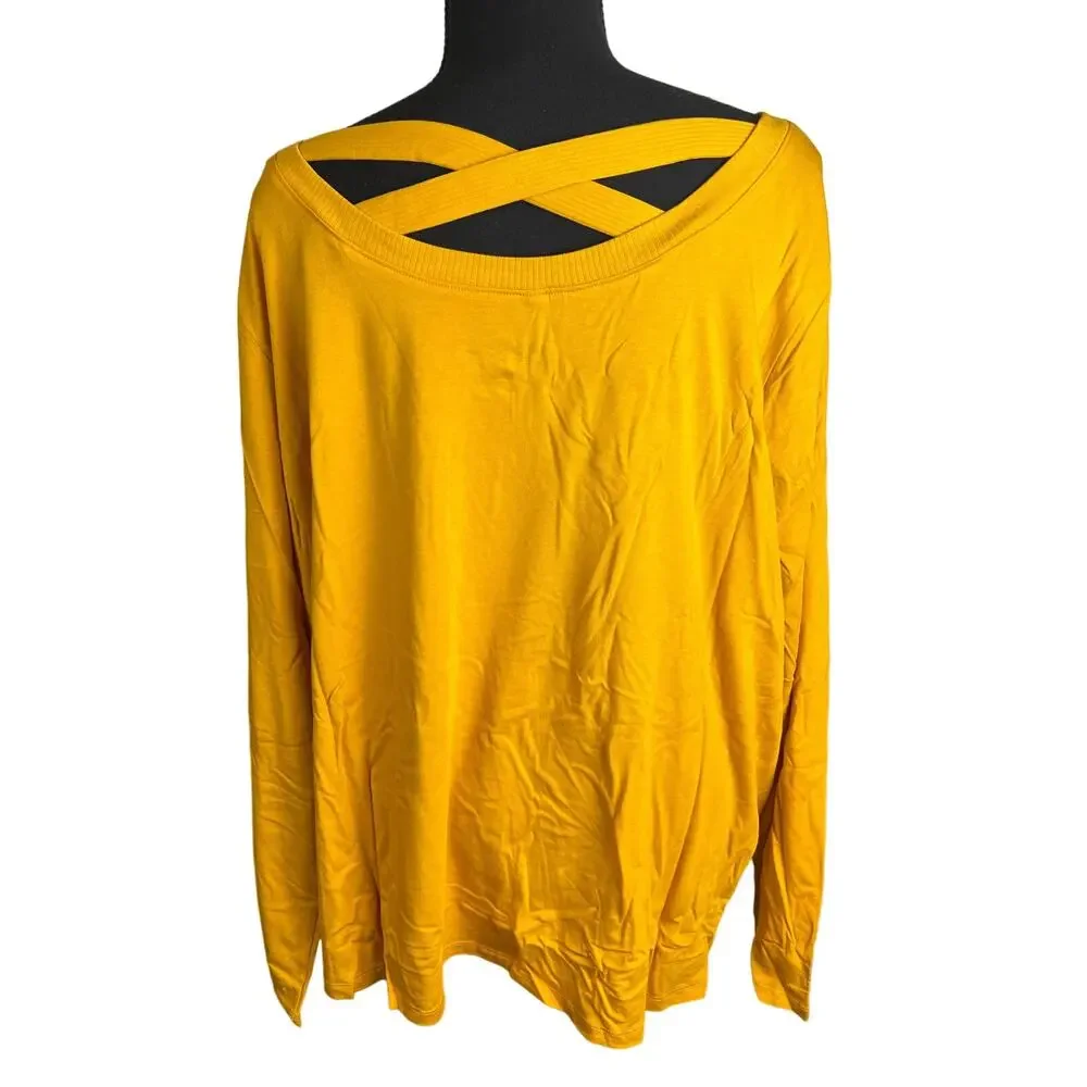 Anybody Cozy Knit Criss Cross Back Long Sleeve Top GOLDEN NWOT SIZE 3XL - Picture 5 of 9